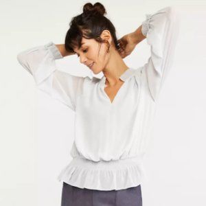 NWT Ann Taylor Women's Pleated Smocked Waist Top